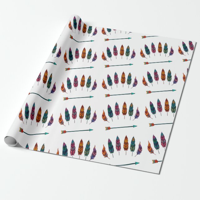 arrow & feathers wrapping paper (Unrolled)