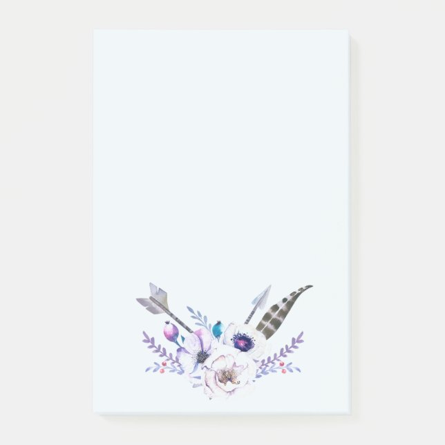 Arrow, Flowers and Feather Post-it Notes (Front)