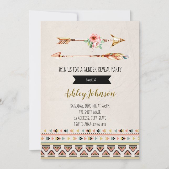 Arrow gender reveal party invitation (Front)