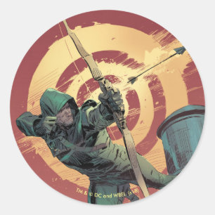 Arrow   Green Arrow Fires From Rooftop Classic Round Sticker