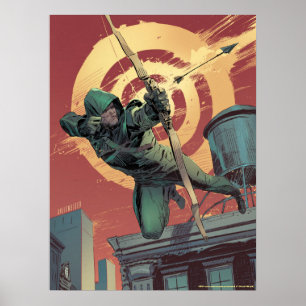 Arrow Green Arrow Fires From Rooftop Poster