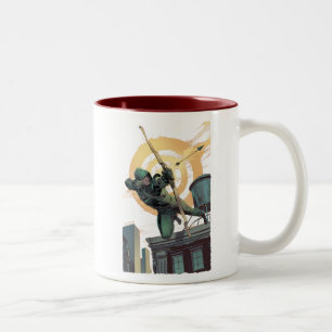 Arrow   Green Arrow Fires From Rooftop Two-Tone Coffee Mug