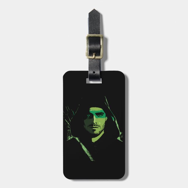 Arrow | Green Arrow Green Stylised Cutout Luggage Tag (Front Vertical)