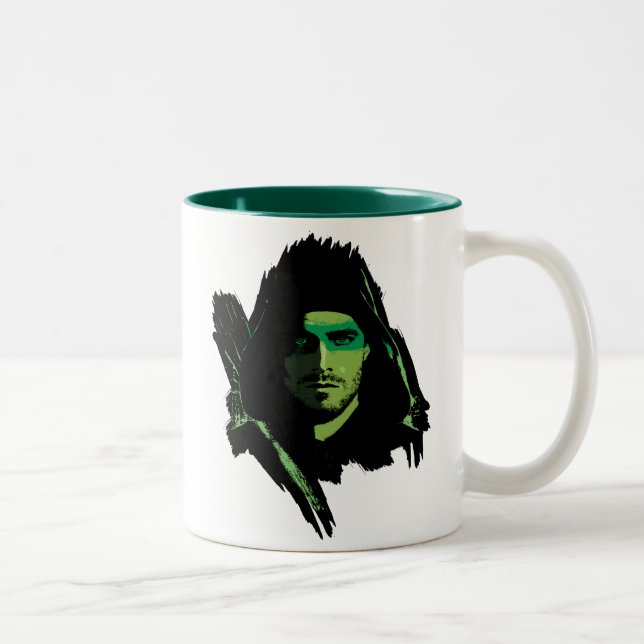 Arrow | Green Arrow Green Stylised Cutout Two-Tone Coffee Mug (Right)