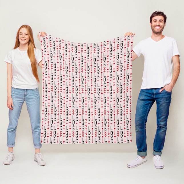 Arrow, Heart & Love Romantic Design Fleece Blanket (In Situ)
