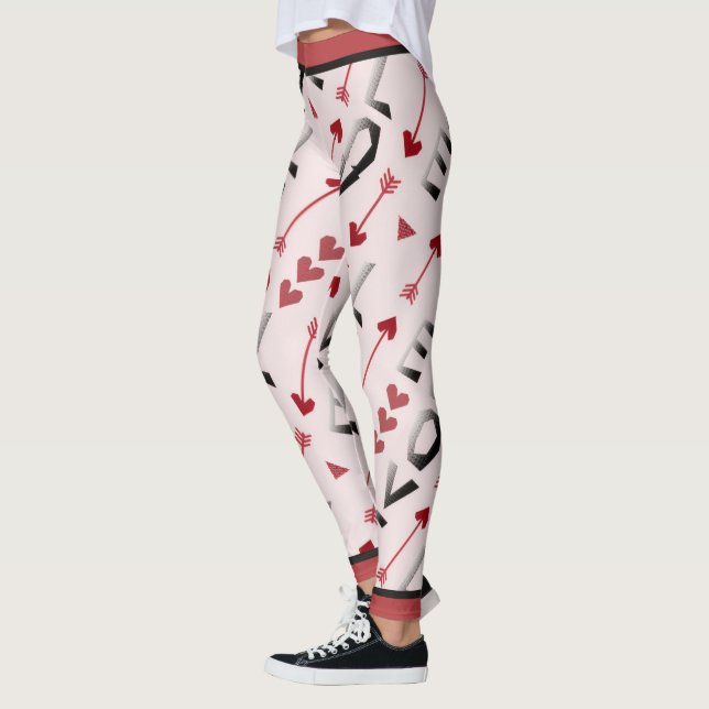Arrow, Heart & Love Romantic Design Leggings (Left)