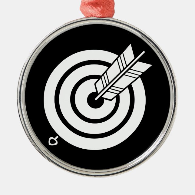 Arrow hit a round target metal tree decoration (Front)