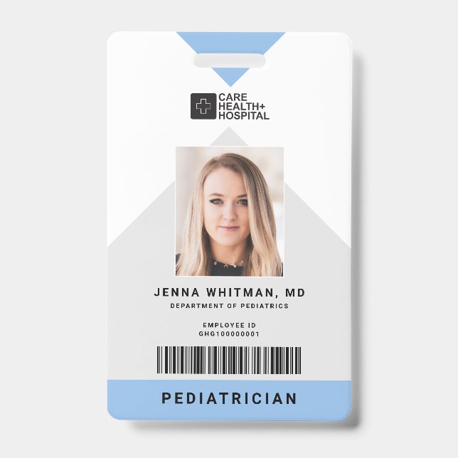 Arrow Medical Staff ID + Barcode Vertical Badge (Front)