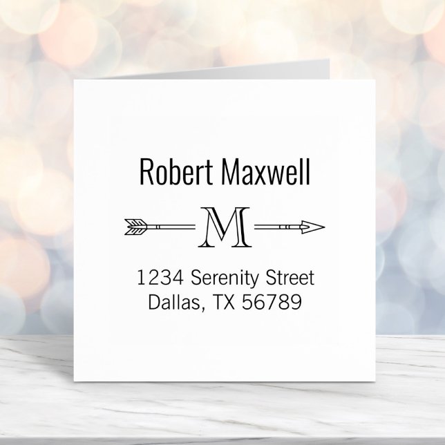 Arrow Monogram Initial Address Self-inking Stamp (Creator Uploaded)