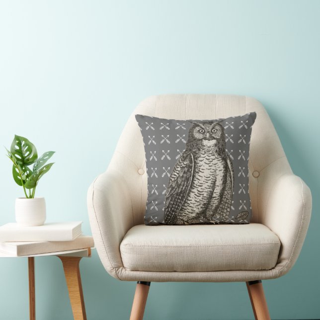 Arrow Pattern New Baby Boy's Room Grey Owl Cushion (Chair)