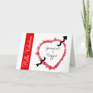 Arrow Pierced Textured Heart Outline Valentine's Holiday Card