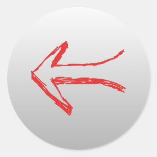 Arrow Pointing Left. On Grey. Classic Round Sticker