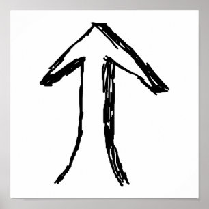 Arrow Pointing Up. Black and White. Poster