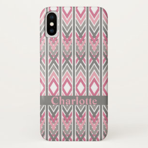 Arrow Tribal Pink Grey Personalised Pattern iPhone X Case