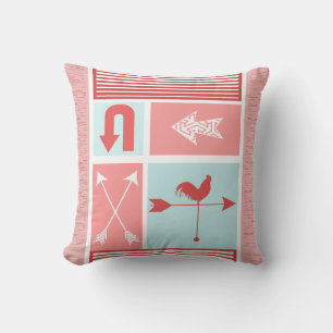 Arrow Urban Farm Aqua Red Rooster Colour Block Cushion