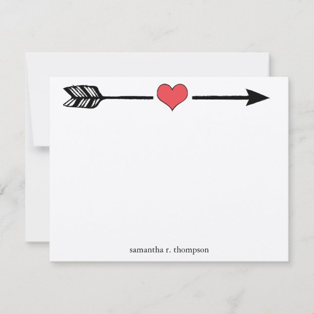 Arrow with Red Heart Thank You Note Card (Front)