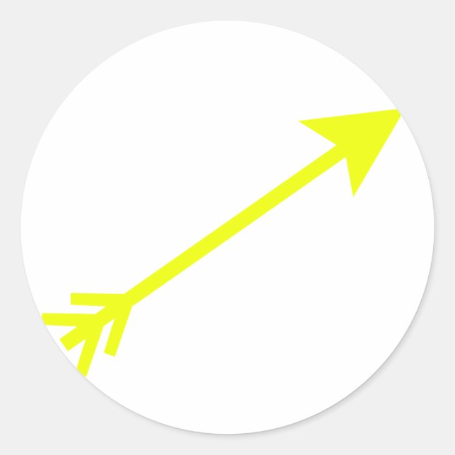 Arrow Yellow 35deg The MUSEUM Zazzle Gifts Classic Round Sticker (Front)