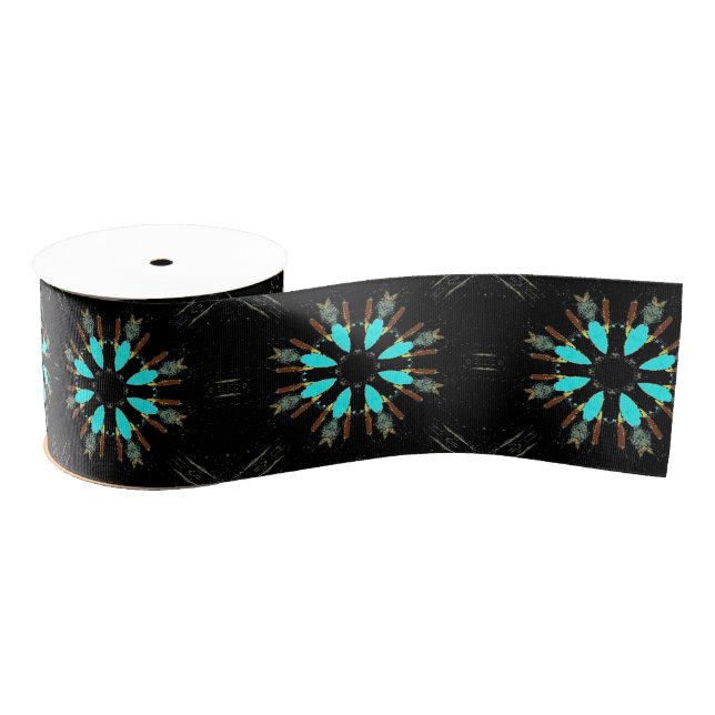 Arrowhead Feathers Pow-wow Pattern Thunder_Cove Grosgrain Ribbon (Spool)