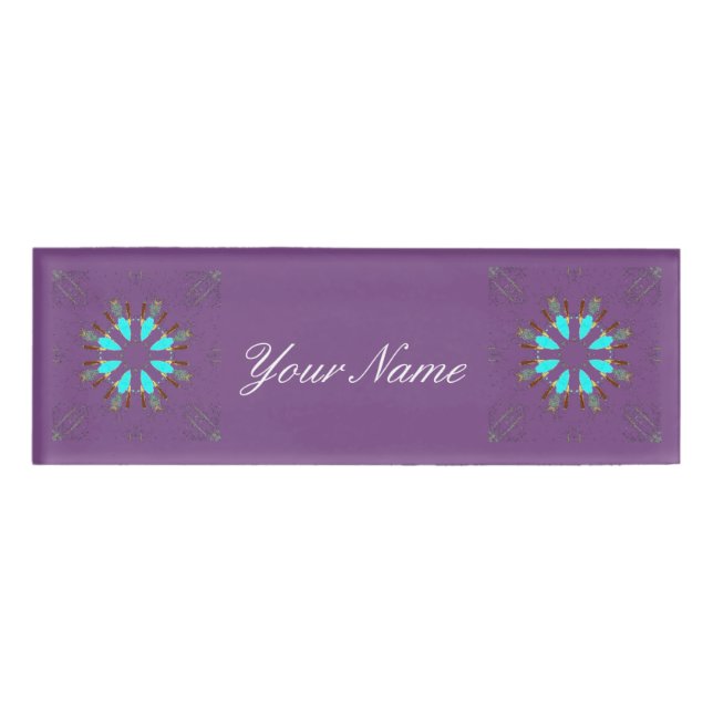Arrowhead feathers pow-wow pattern Thunder_Cove Name Tag (Front)