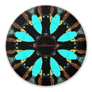 Arrowhead Feathers Pow-wow Thunder_Cove Ceramic Knob