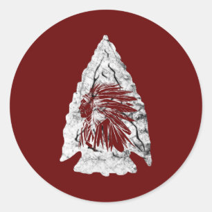 Arrowhead Hunter Indian Chief Relic Hunting Classic Round Sticker