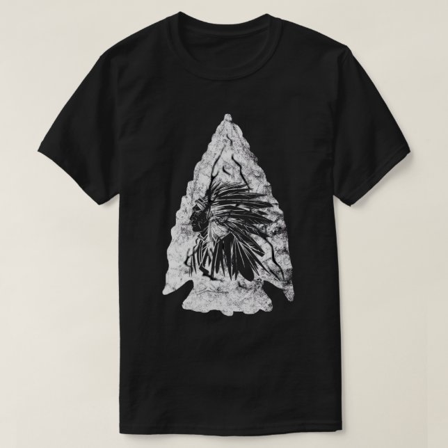 Arrowhead Hunter Indian Chief Relic Hunting Native T-Shirt (Design Front)