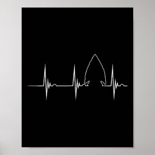 Arrowhead Hunting Heartbeat Ekg Pulse Hunter Flint Poster