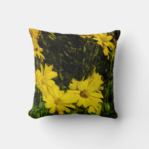Arrowleaf Balsamroot Yellow Wildflower Abstract Cushion
