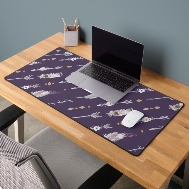 Arrowroot Drift Boho Diagonal Pattern Desk Mat (Office 2)