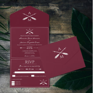 Arrows and Monograms Wedding   Wine All In One Invitation