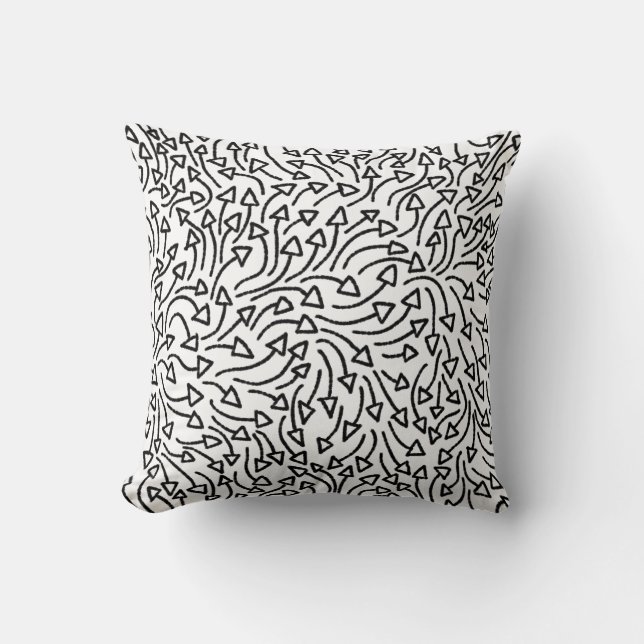 Arrows - Black on White Cushion (Front)