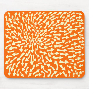 Arrows - Cream on Orange FF6600 Mouse Pad