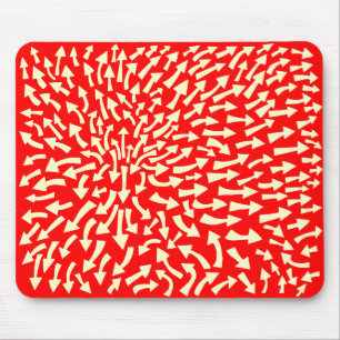 Arrows - Cream on Red FF0000 Mouse Pad