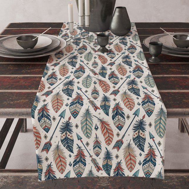 Arrows Feathers Tribal Table Runner Earth Tones (Arrows Feathers Tribal Table Runner Earth Tones)