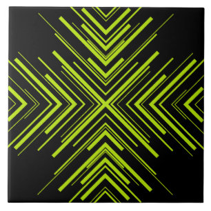 Arrows in Lime Green and Black Ceramic Tile