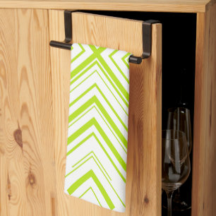 Arrows in Lime Green and White Tea Towel