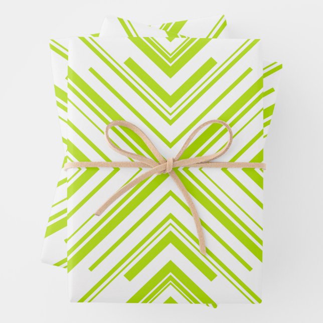 Arrows in Lime Green and White Wrapping Paper Sheet (In situ)