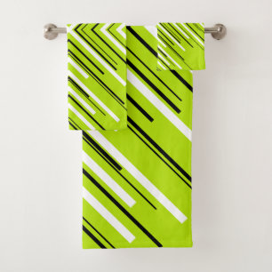 Arrows in Lime Green, Black, and White Bath Towel Set