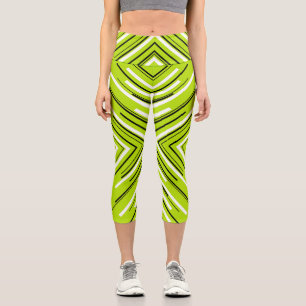 Arrows in Lime Green, Black, and White Capri Leggings