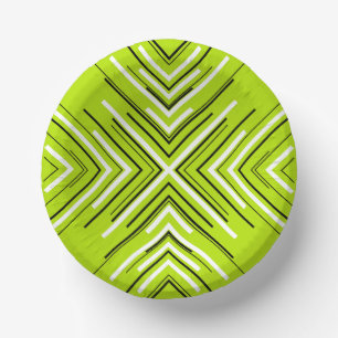 Arrows in Lime Green, Black, and White Paper Plate