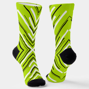 Arrows in Lime Green, Black, and White Socks