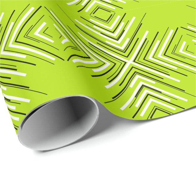 Arrows in Lime Green, Black, and White Wrapping Paper (Roll Corner)