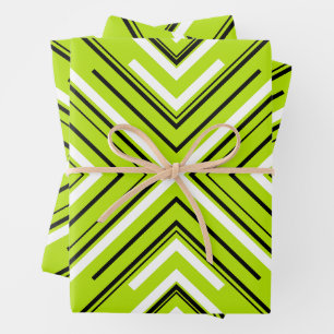 Arrows in Lime Green, Black, and White Wrapping Paper Sheet