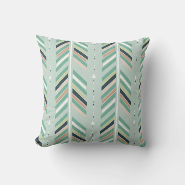 Arrows in Mint & Navy Cushion (Front)