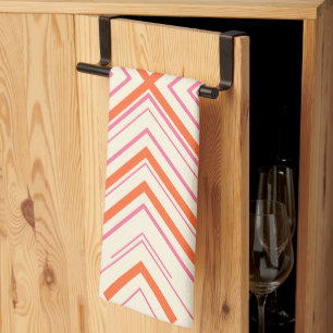 Arrows in Pink, Orange and Cream Tea Towel