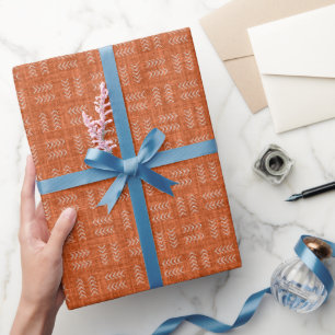 Arrows on Dark Orange Linen Wrapping Paper
