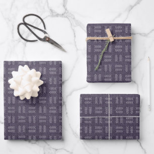 Arrows on Dark Purple Linen Wrapping Paper Sheet