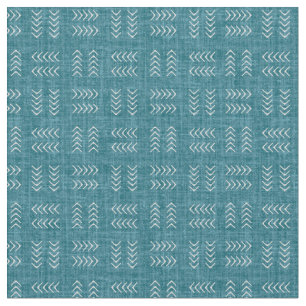 Arrows on Dark Teal Linen Fabric