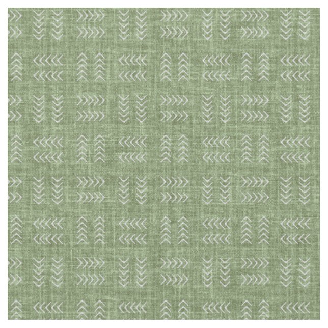Arrows on Pickle Green Linen Fabric (Close Up)