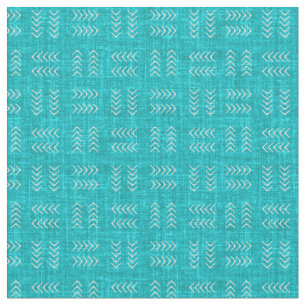 Arrows on Turquoise Linen Fabric